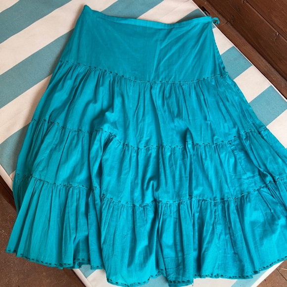Uniform John Paul Richard Dresses & Skirts - Teal cotton beaded cotton boho skirt